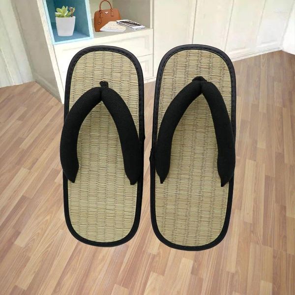 Hausschuhe Stroh geflochten Artikel Mann Flip Flops Sommer Y-förmige Clip Slipper Sandalen offene Zehen japanische dicke Unterseite