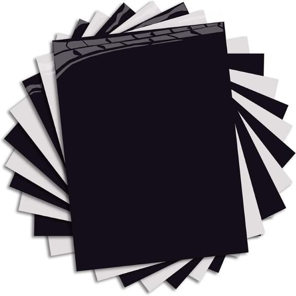Transferência de calor htv em ferro preto e branco no pacote inicial 10x20 folhas para camisetas roupas esportivas janela stickers289p