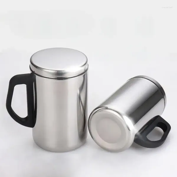 Bottiglie d'acqua Thermos da 350/500 ml Tazza a doppio strato in acciaio inossidabile 304 con manico Tazza da caffè al latte portatile semplice da lavoro