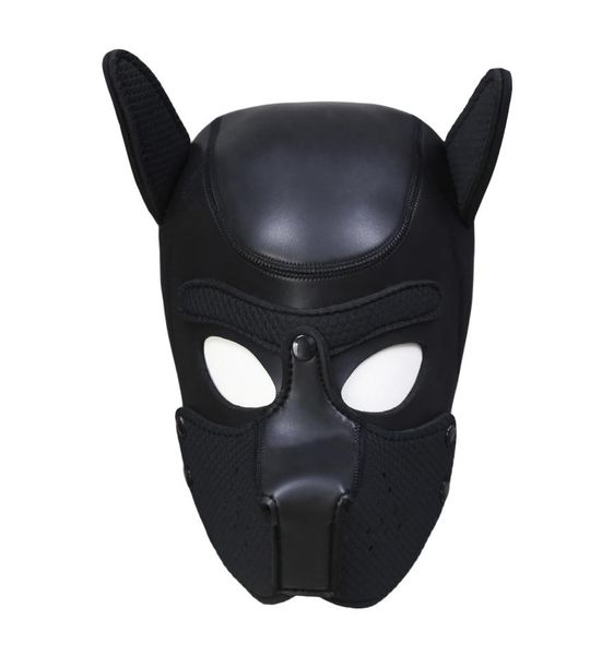 Novo design bondage gear capa de cachorro preto vermelho máscara de cachorro focinho para brincadeira sexual bdsm fantasia erótica arnês de cabeça removível almofada de boca8550473