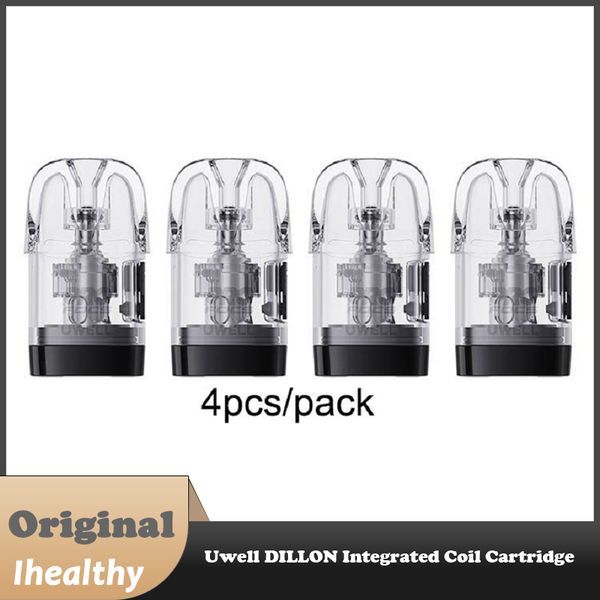 Cartuccia bobina integrata Uwell DILLON Pod Cartuccia pod a maglie da 0,6 / 0,9ohm con riempimento laterale da 2,5 ml per kit pod Uwell Dillon EM 4 pezzi / pacco