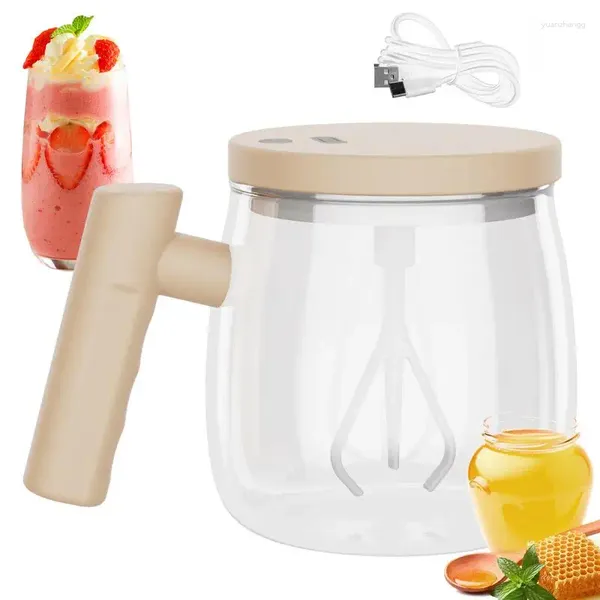 Wasserflaschen Automatische Kaffeetasse 400 ml Wasserdicht Selbstrührendes Glas Tragbarer elektrischer Mischbecher für Milchtee Saft Soja