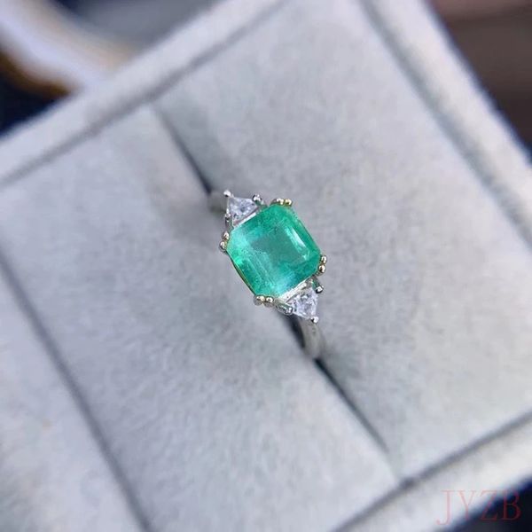 Edelstein-Smaragd-Ring, täglich zu tragen, 100 natürliche Smaragd-Silberring, massiver 925-Schmuck, 77 mm, Zuckerturmschliff 240228