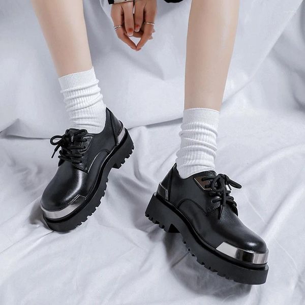 Casual Schuhe Original Design Punk Stil Männer Frauen Schwarz Leder Hombre Teenager Täglichen Kleid Höhe Zunehmende Schuh