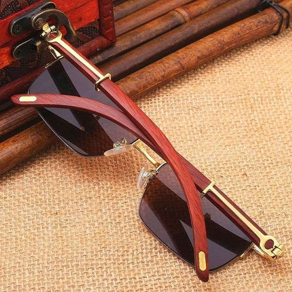 Ganz-Vazrobe-Glas Sonnenbrille Männer Frauen echter Holzrahmen Kristalllinsen Braun Gläser Anti Auge trocken vor Blendung UV402655