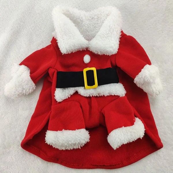 Abbigliamento per cani Caldo cosplay Babbo Natale Costume per animali domestici con cappuccio con cappuccio