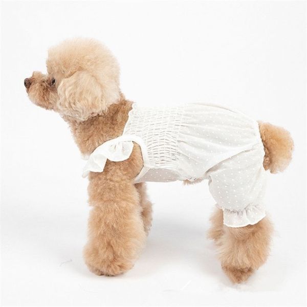 Chiffon cão macacão verão roupas para cães calças filhote de cachorro traje macacão yorkshire pomeranian poodle bichon schnauzer roupas para animais de estimação t20210l