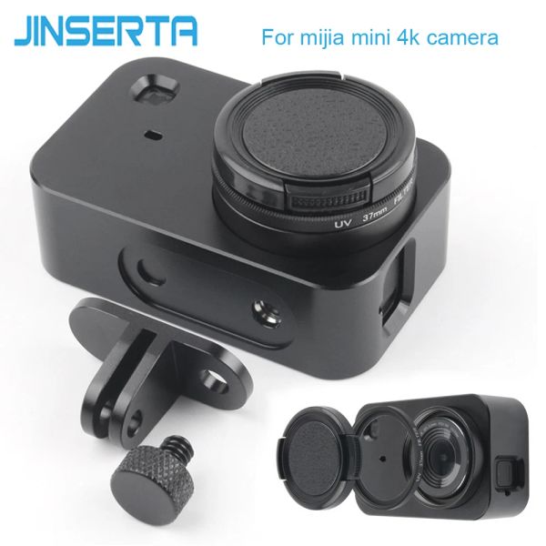 Custodia protettiva JINSERTA con telaio in alluminio CNC per fotocamera Xiaomi Mijia Mini 4K con filtro per obiettivo UV da 37 mm + protezione per copriobiettivo a vite