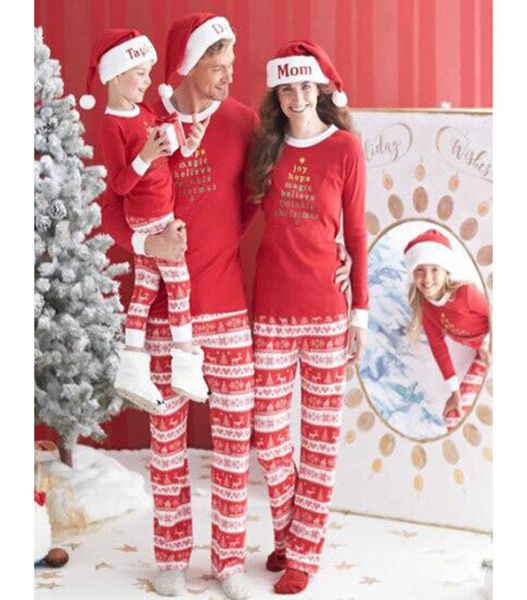Новая одинаковая одежда для всей семьи Хлопковые семейные рождественские пижамы Семейные костюмы Прекрасная одежда для младенцев 2 шт. Рождественские наряды Y190522105473