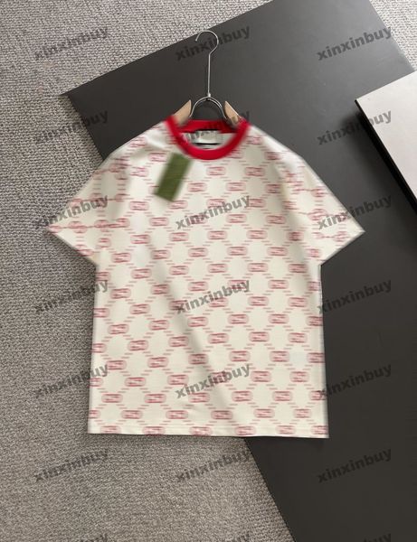 xinxinbuy Maglietta da uomo firmata Tee 2024 Italia Doppia lettera stampa manica corta in cotone da donna grigio nero bianco verde rosso M-3XL