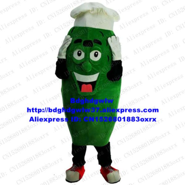 Trajes de mascote verde pepino cuke cusumber toalha cabaça bucha luffa melão mascote traje personagem de desenho animado tirar foto de grupo jogar jogos zx652