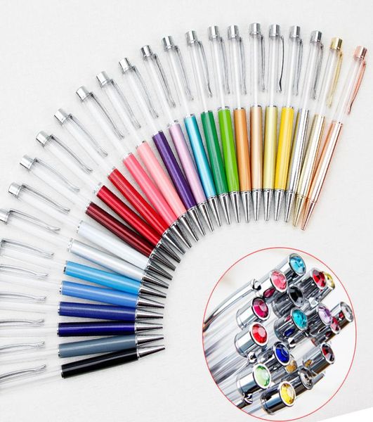 27 colori Nuovo aggiornamento fai da te diamante tubo vuoto penne a sfera in metallo autoriempimento galleggiante glitter fiore secco penna di cristallo penna a sfera P3463327