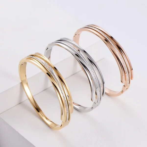 Бэнк -нержавеющая сталь многослойный классический Cross Crestal Crystal Bangles for Women Girls Jewelry Pulsera Hombre подарок