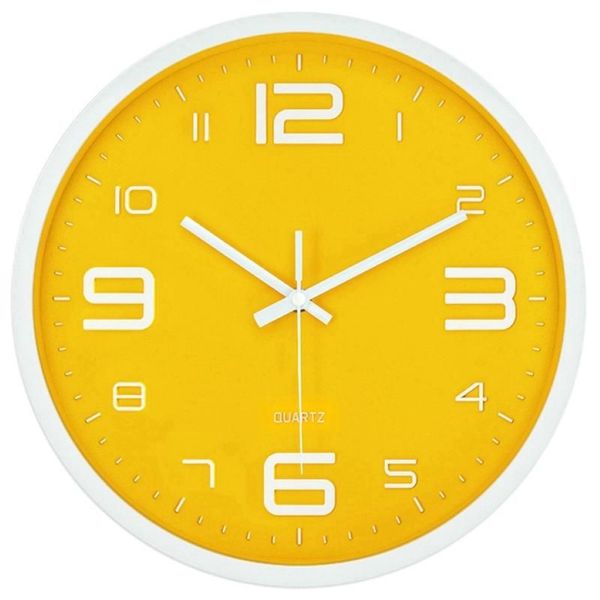 Grande relógio de parede digital silencioso nórdico criativo amarelo moderno casa simples clock223f