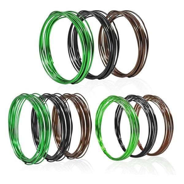 Ferramentas artesanais 9 rolos de fios de bonsai, fio de treinamento de alumínio anodizado com 3 tamanhos 1,0 mm 1,5,2,0 mm total de 147 pés186O