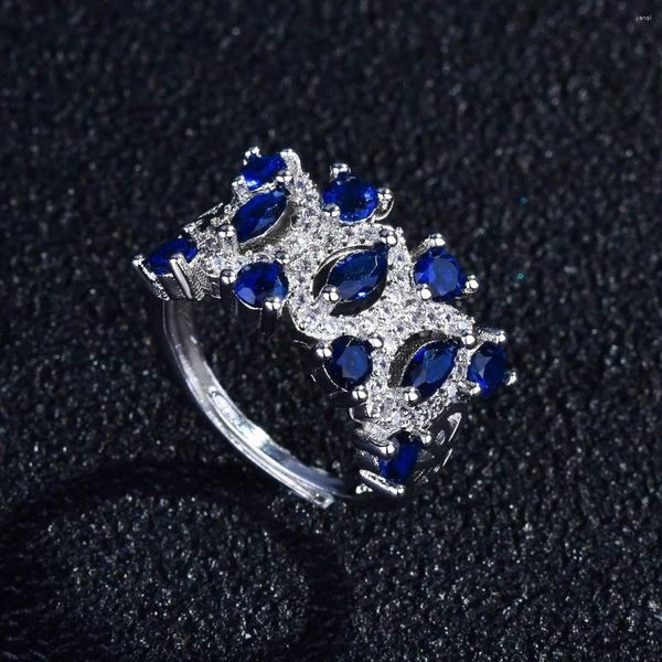 Обручальные кольца ювелирные украшения имитация натуральная тамсанг сапфировый кольцо, покрытый Pt950 Platinum Inlaid Fashion Personality Gems
