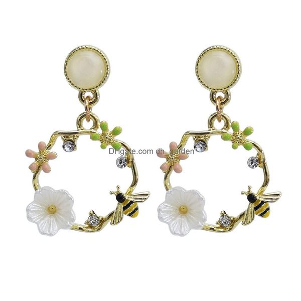 Lampadario pendente Orecchini dolci e carini con smalto colorato Farfalla Ape Fiore Charms Stud per ragazze Regalo d'amore Consegna a goccia J Dhgarden Dhijq