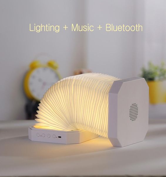 Led nightlight usb recarregável lâmpada dobrável criativo alto-falante bluetooth embutido ouvir música microfone baixo subwoofer lou2716183