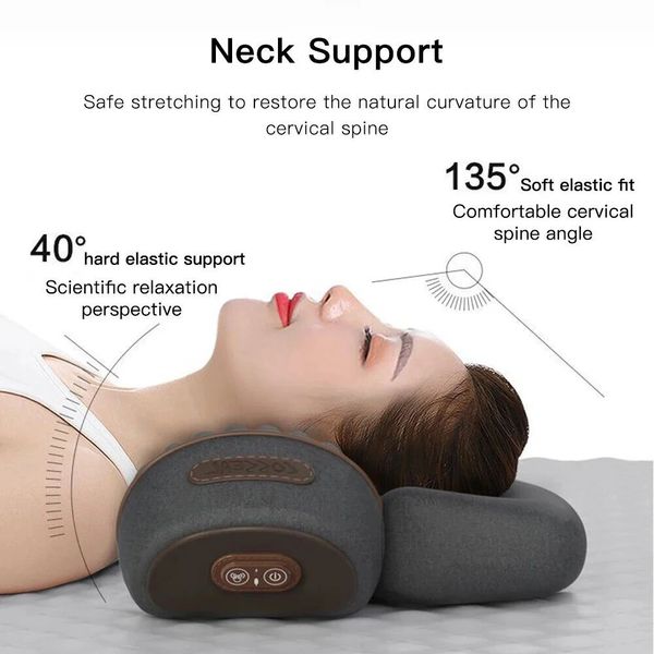 Электрический массажер, подушка для шейного отдела, компресс, вибрационный массаж, вытяжение шеи, расслабление, пена с эффектом памяти для сна, поддержка позвоночника 240304