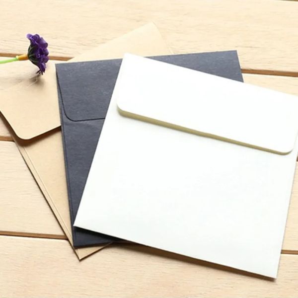 Quadro-negro 100 peças 10*10cm kraft quadrado mini envelopes em branco para cartão de membro pequeno cartão de visita armazenamento envelopes de papel suprimentos