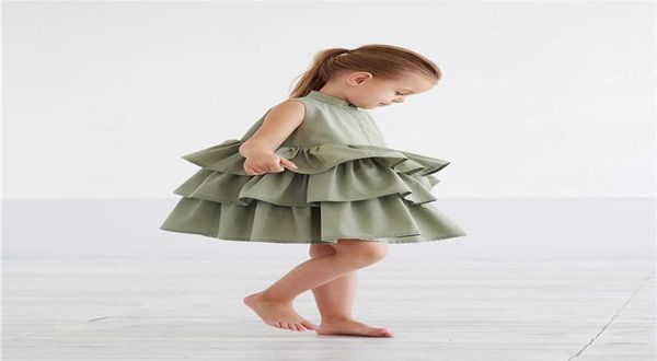 Sommerkleid Mädchen Prinzessin Kleider Kuchen Kind Mädchen Party Tutu Kleid Ärmelloses Geburtstagskleid für 1 2 3 4 5 6 Jahre alte Kleidung Y0721405564