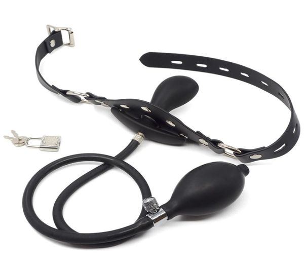 Inflável Bondage Boca Mordaça Líquido Silicone Oral Recheado Boca Aberta Bola Stick Plug Paixão Flertando Restriants Adulto BDSM Sexo To1990177