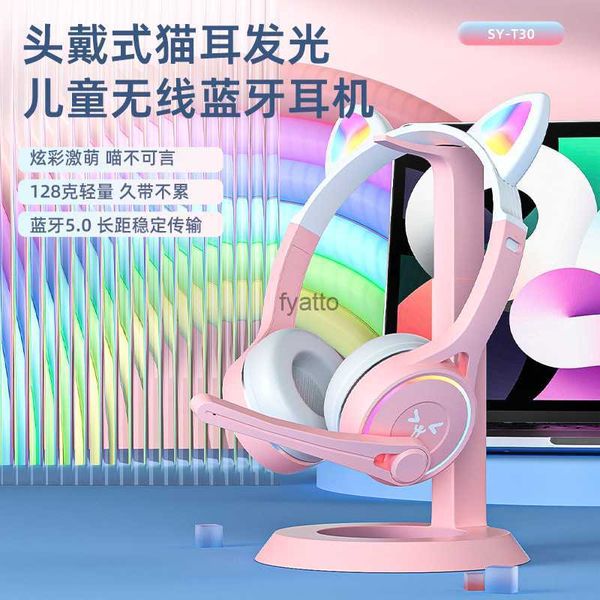 Auricolari per cellulare Cute Cat Ear Bluetooth per bambini Headworn Cartoon K-Song WirelessH240312