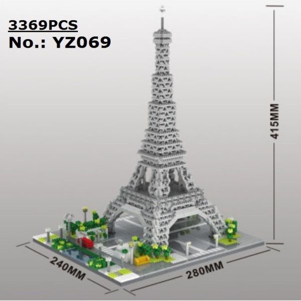 Yz mini blocos arquitetura pisa mundo marco construção tijolos louvre crianças brinquedos torre eiffel modelo castelo para crianças presentes c111279k
