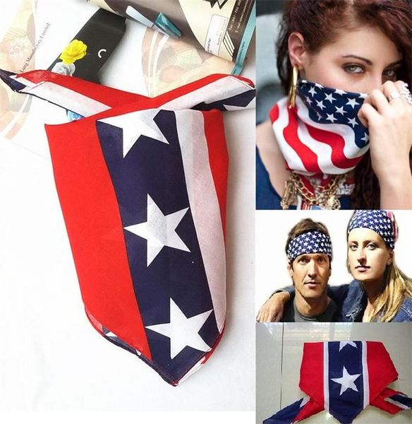 Fontes de festa 55 * 55 cm Bandeira Rebelde Confederada Bandanas Bandeiras Imprimir Bandana para Adulto Estados Unidos Bandeiras Estrelas Headbands Dois Lados Impressos LT820