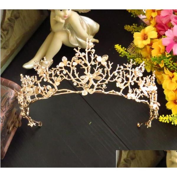 Kopfschmuck Brautschmuck Gold Barock Zweige Krone Tiara Hochzeitskleid Zubehör 261T Drop Lieferung Party Events Dhgzf