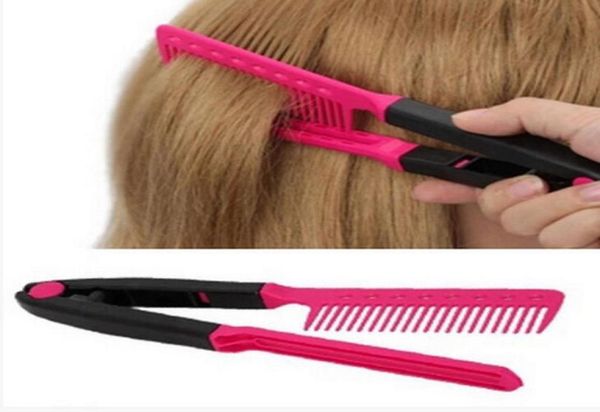 Moda v tipo alisador de cabelo pente diy salão cabeleireiro ferramenta estilo cachos escova pentes 8592867