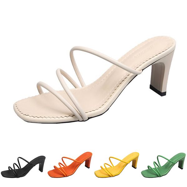 High Sandals Heels Shoes Women Fashion Slippers Gai Triple White Black Red Yellow Green Brown Color62 831 174