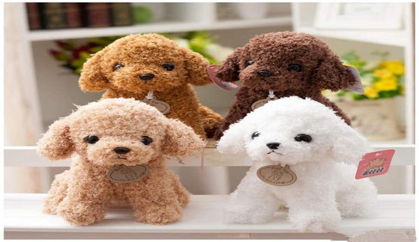 Simulazione di 18 cm Teddy Dog Poodle giocattoli di peluche Cute Animal Suffed Doll per il regalo di Natale Giocattolo per bambini EEA2646207266