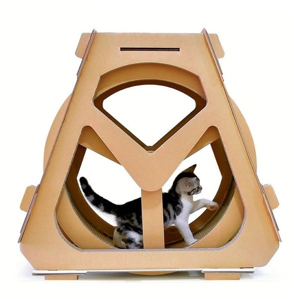 Tapis roulant in carta ondulata, ruota panoramica, mobili per animali domestici, gratta e vinci per gatti, rotazione dello scaffale strisciante 180J