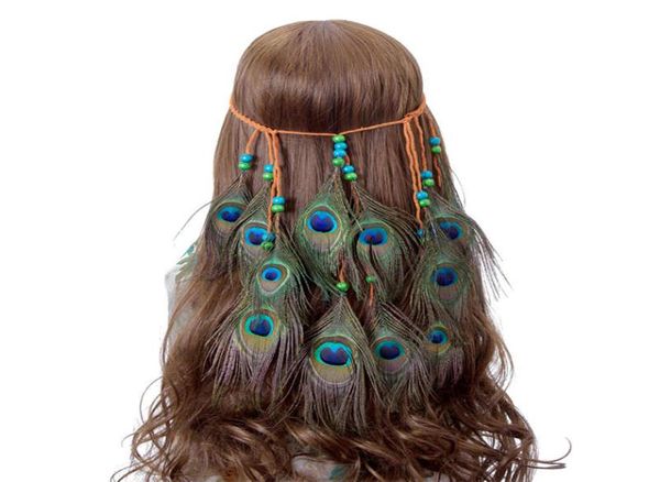 Boho faixas de cabelo borla moda artesanal feminino pena indiana faixa de cabelo com contas cocar para carnaval8537318