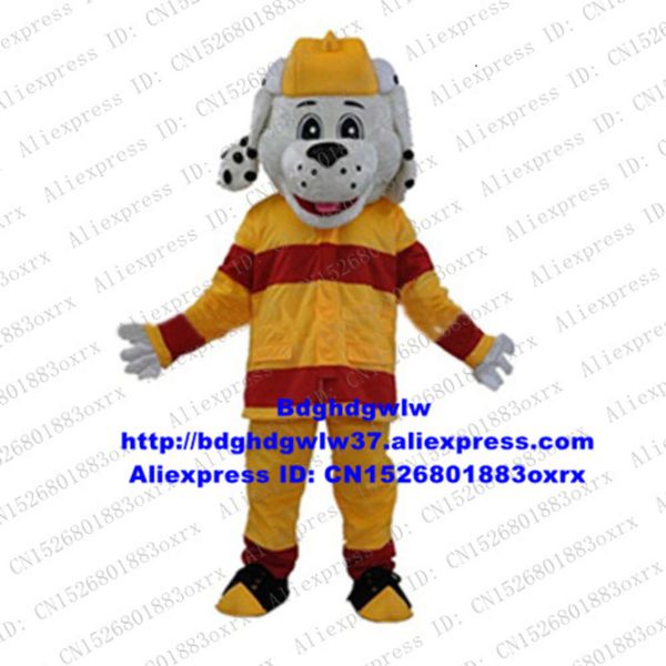 Trajes da mascote bombeiro fogo cão mascote traje adulto personagem dos desenhos animados roupa organizar uma atividade imagem publicidade zx2530