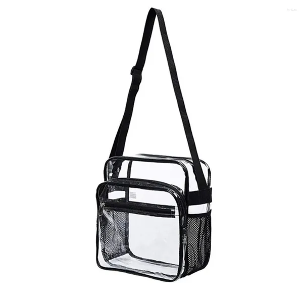 Borsa Donna Uomo Borsa a tracolla di grande capacità Tracolla regolabile Tasca frontale PVC Impermeabile Custodia per telefono portatile Rettangolo casual