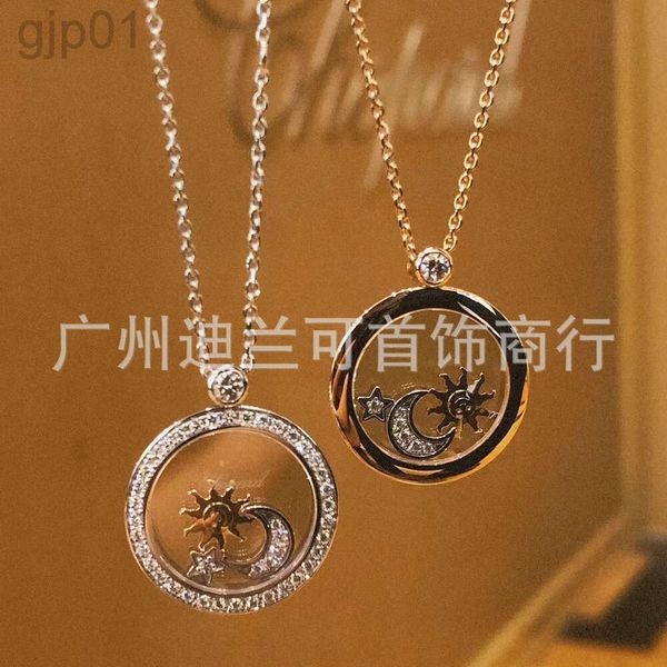 Desginer Chopard Jewelry Collana Xiao Family Nuovo prodotto Collana Sun Moon Stars Chopin piena di diamanti Stelle Luna e catena per colletto da donna