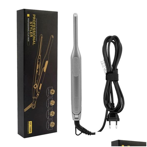 Alisadores de cabelo Curler Straightener 2 em 1 Turmalina Cerâmica Ferro plano estreito com display LED para barba curta PTC Aquecimento Drop de Otysx