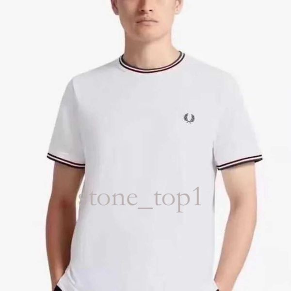 2023 Designer FRED PERRY Spiga di grano Girocollo T-shirt estiva Puro cotone Nuovo stile college Moda Semplice vestibilità Underlay Cp Companys Polo Fred Perry 577