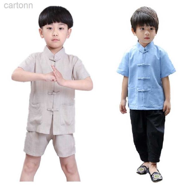 Set di abbigliamento Vestiti per neonati Abiti Costumi tradizionali cinesi Maglietta per bambini Pantaloni corti Tuta in lino Traspirante Jersey Top ldd240311