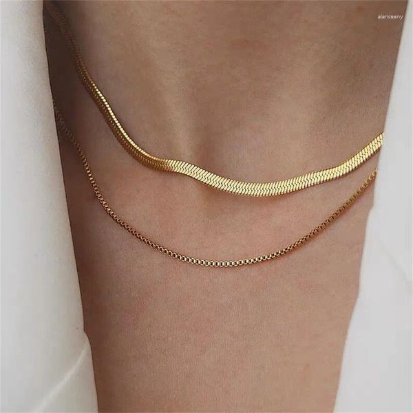 Choker Moda Multistrato Collane a catena del serpente per le donne Colore oro a spina di pesce Clavicola Catene al collo 2024 Gioielli alla moda Regali