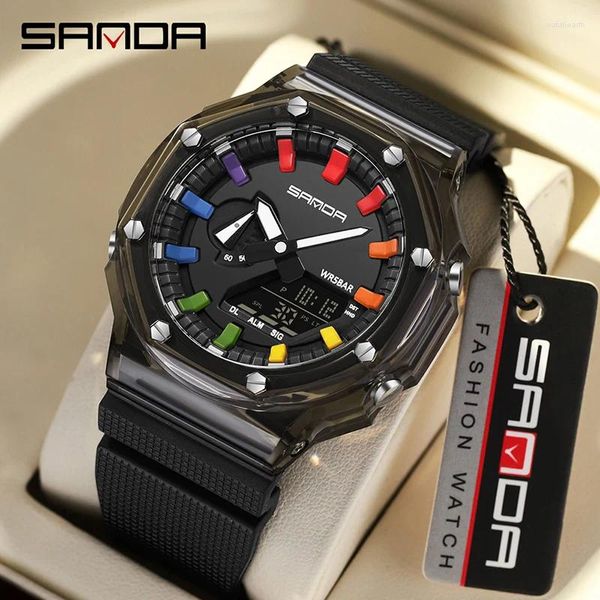 Orologi da polso SANDA G Style Orologio digitale da uomo Conto alla rovescia Cronometro LED Luce elettronica esterna militare 5 allarmi Orologio da polso al quarzo impermeabile