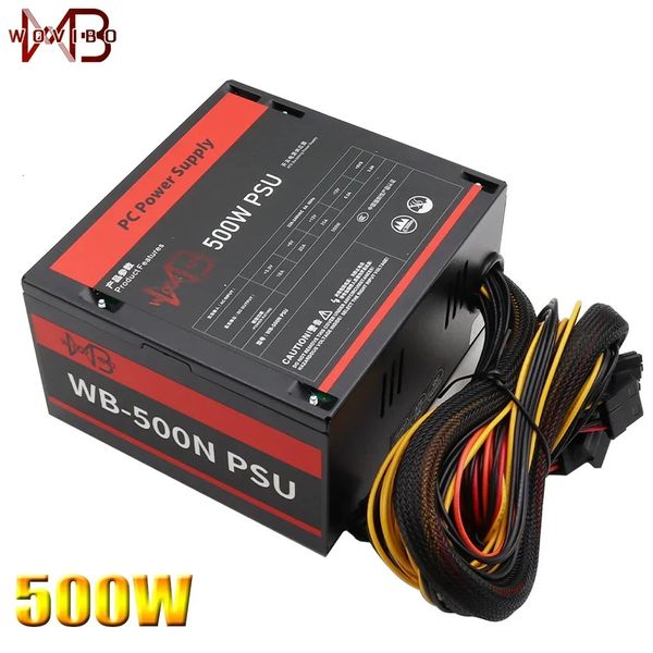 Fonte de alimentação pc psu com classificação de 500w 110v 220v para caixa de computador atx jogos 120mm ventilador ventilador 24pin 12v desktop plugue ue 240307