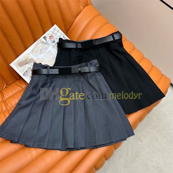 Verão sexy mini saias clássico emblema cintura alta uma linha vestido feminino saia plissada com cinto estilo faculdade vestidos plissados