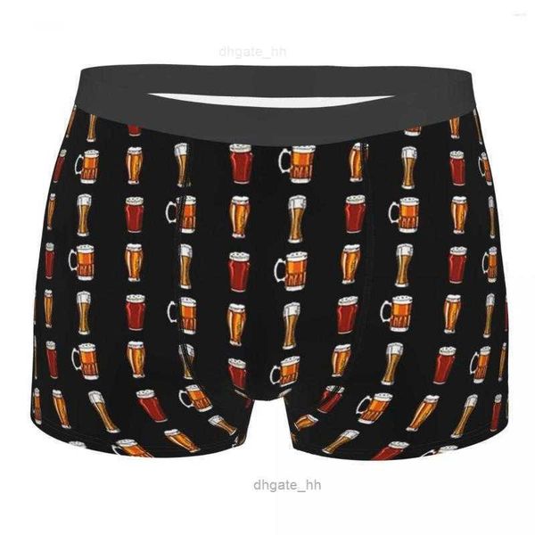 Underpants humor boxer retro preto cerveja padrão shorts calcinha briefs homens roupa interior poliéster para masculino s-xxl