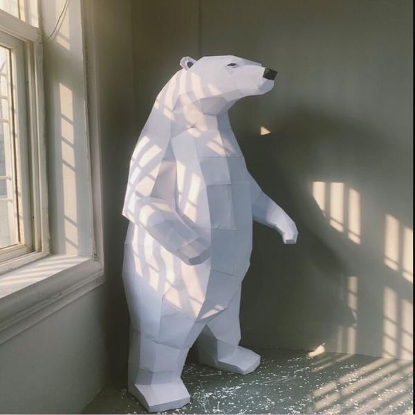 1 modelo de papel de urso polar de 5 metros de altura Itens de novidade em grande escala quarto decoração de sala de estar animais decorações de chão de mar handm268T