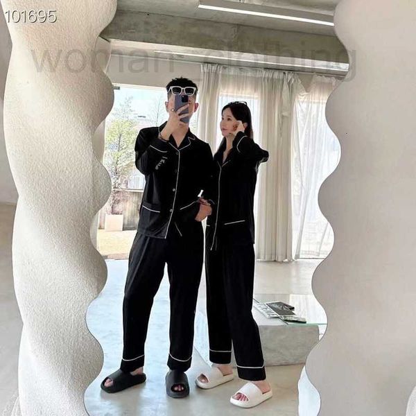 Kadın uyku salonu tasarımcısı siyah ışık lüks uzun kollu pantolon gerçek buz çift erkek ve kadın ipek dışarıya ev kıyafetleri pijama nsss