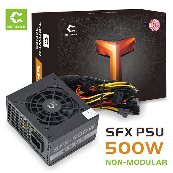 Fonte de alimentação SFX NÃO MODULAR METALFISH SFX-500W para caixa de computador de jogos com cabo modelar de silicone branco entrada 100/220V 240307