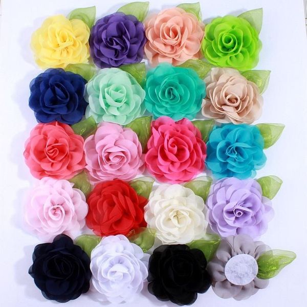 Vestuário de cachorro 20 pçs / lote adorável pet gato colar encantos tags removível sólido chiffon flor acessório arcos231b